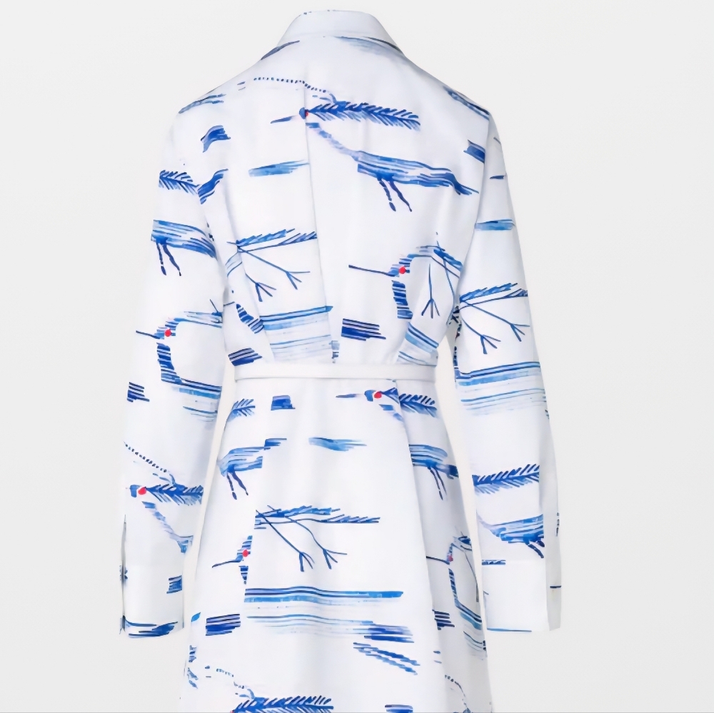 Akris Blue and White Long Sleeve Dress - Picture 8 of 8